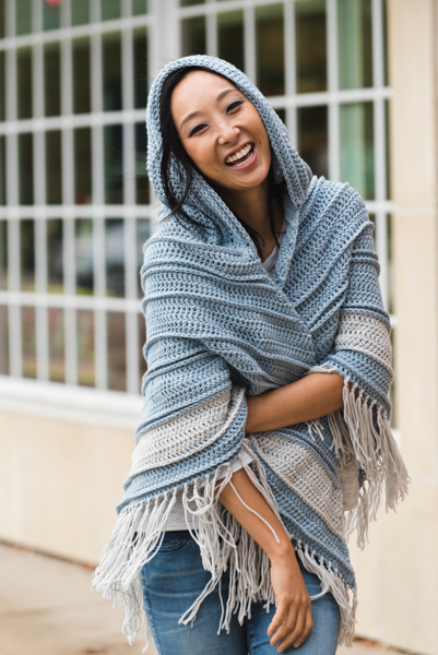 Blue Sage Hooded Shawl - I Like Crochet