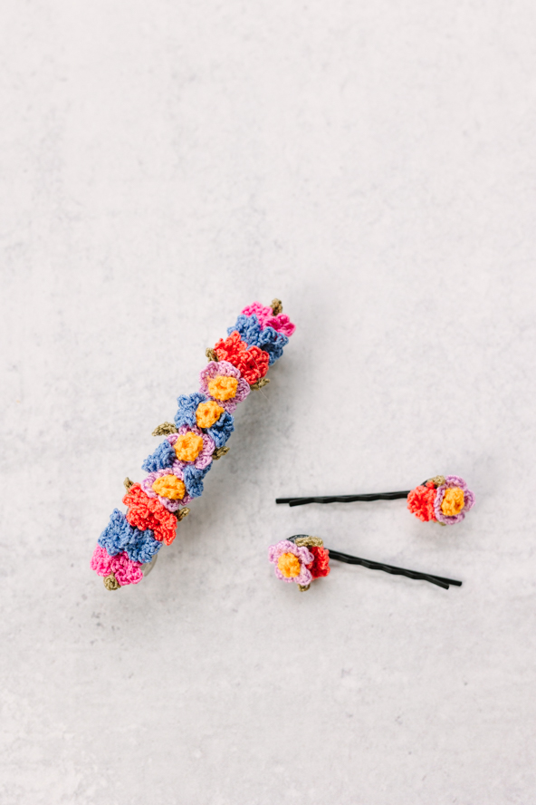 Bouquet Bobby Pins and Barrette - I Like Crochet