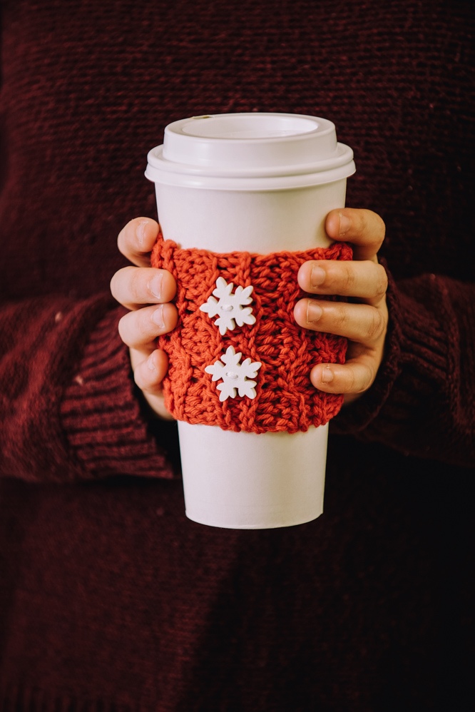 Crochet Coffee Cup Cozy, Tweed Collection