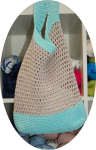 Conveniently located near the Katia cotton and BioSoft was the perfect project to give to my favorite Whole Foods shopper: a crocheted market bag. The store pattern is free with your yarn purchase.