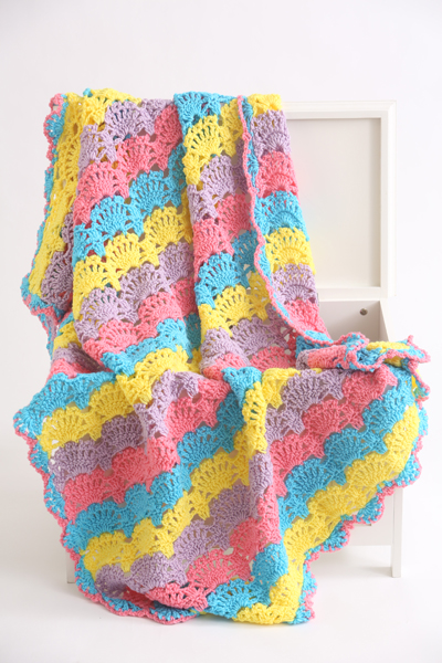 Fiesta Crochet Shell Stitch Afghan