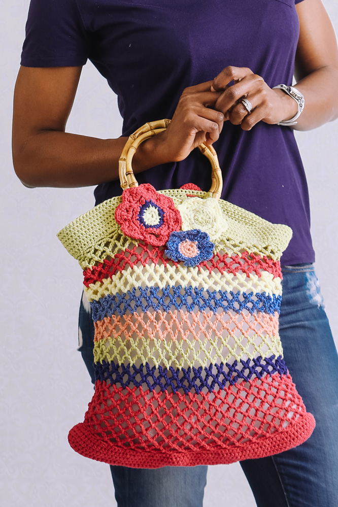 Floral Mesh Tote - I Like Crochet