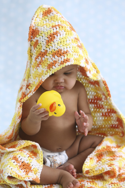 Hooded Baby Towel and Crochet Washcloth Pattern Set
