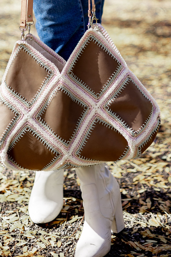 Maura Motif Leather and Crochet Tote - I Like Crochet