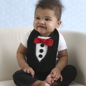 Pretty Spiffy Tuxedo Crochet Baby Bib