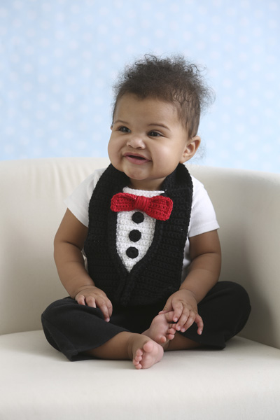 Pretty Spiffy Tuxedo Crochet Baby Bib