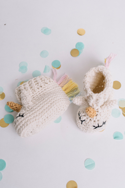 unicorn baby booties