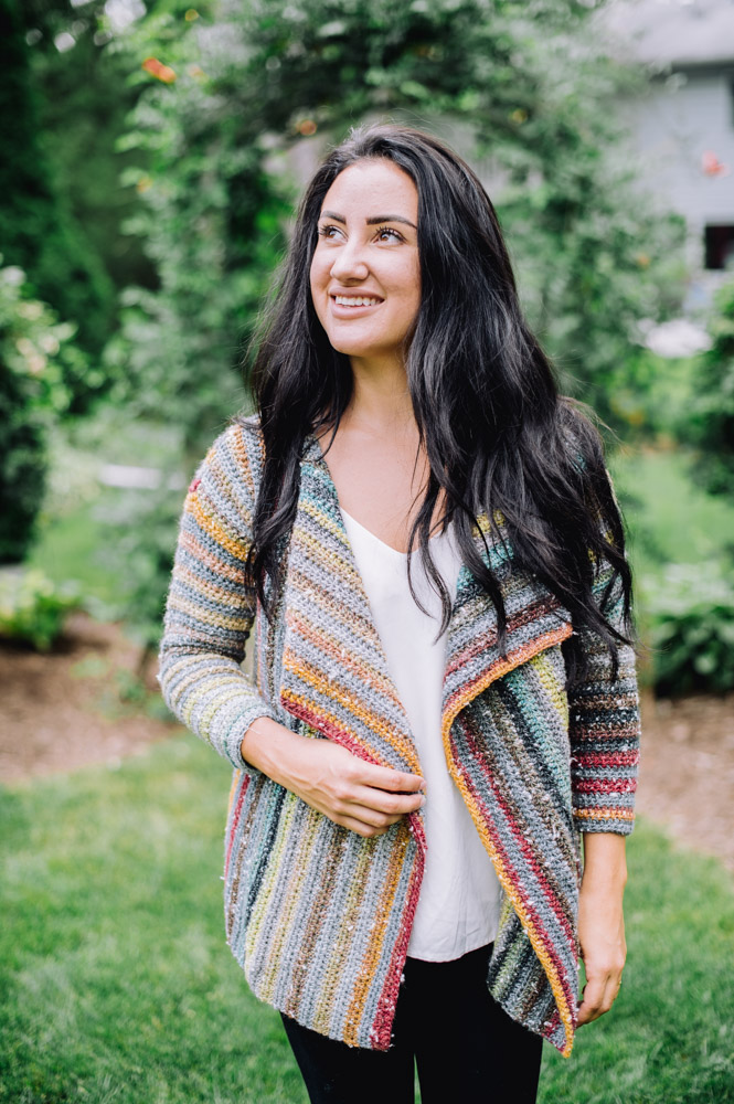 Spencer Striped Waterfall Cardigan - I Like Crochet