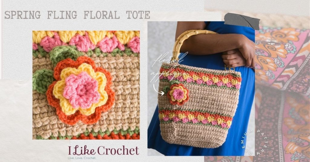 Crochet Yarn Flower Straw Bag